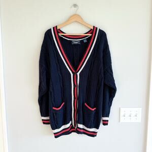 Vintage Best American Clothing Co. Cable-Knit Button Front Cardigan Blue M